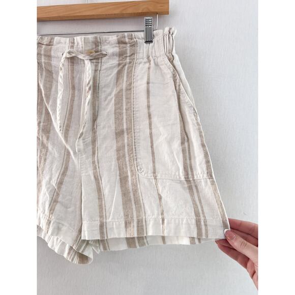 Madewell Linen-Blend Pull-On Paperbag Shorts Small Boho Beach Breezy Nautical - Picture 4 of 8